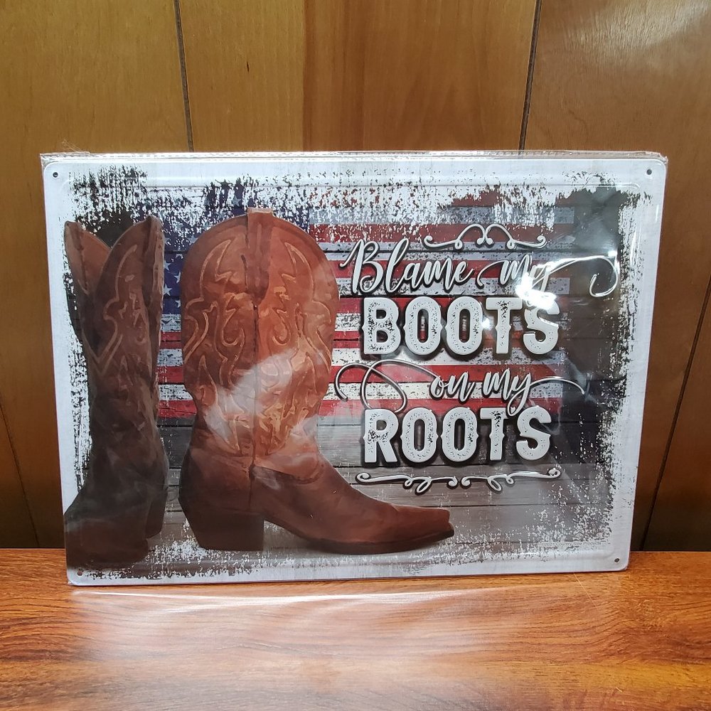 Boots tin metal hanging sign